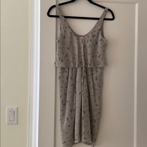 Grey print sleeveless silk dress